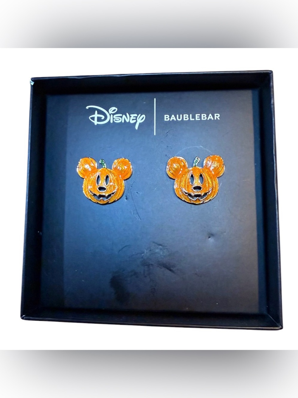 Disney BaubleBar Mickey Pumpkin Stud Earrings Halloween Orange